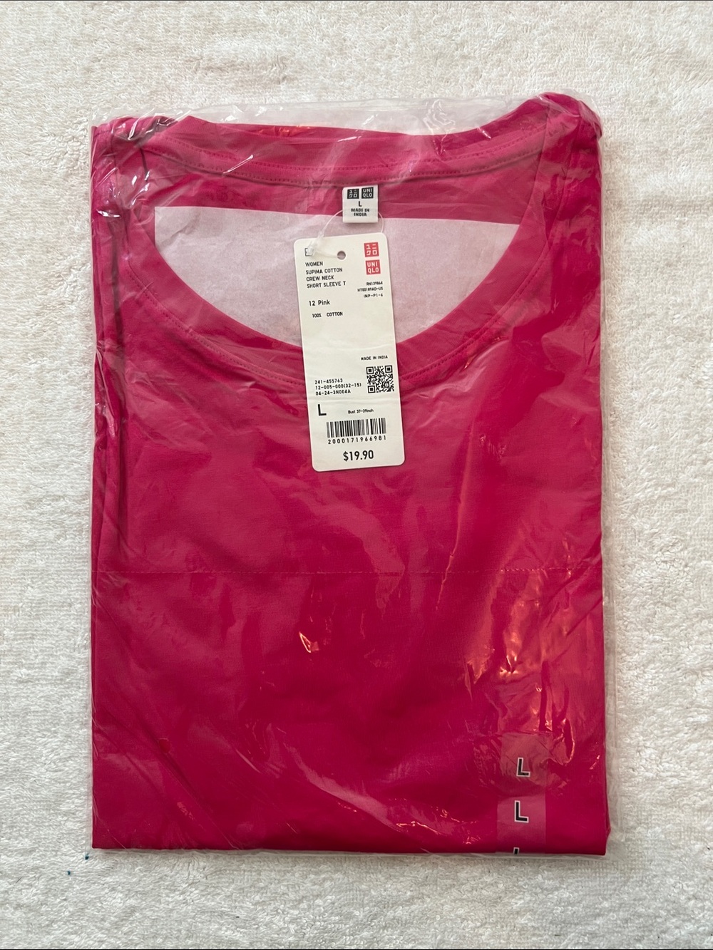 Uniqlo  Women’s Bright Pink Supima Cotton T-Shirt, L